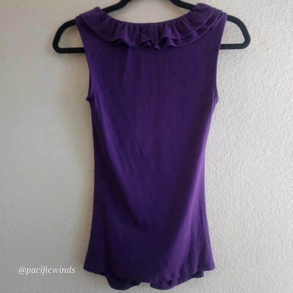 DEEP PURPLE RUFFLE TOP SIZE XS - SMALL MODAL SOFT! - Picture 3 of 5